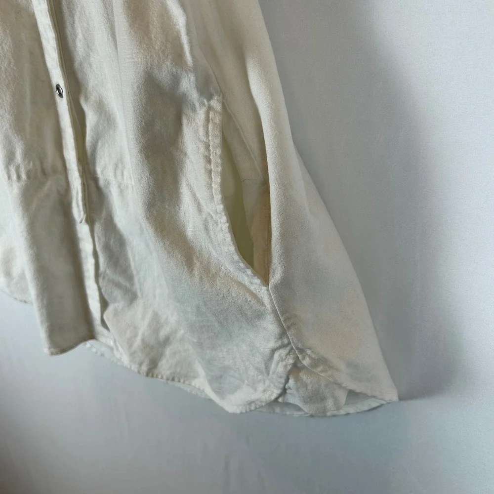 Free People White Sleeveless Button Down Shirt Top Frayed Edges Boho‎ S